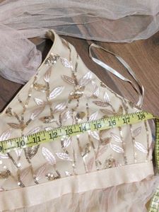 Elegant Beige Sequin Halter Gown