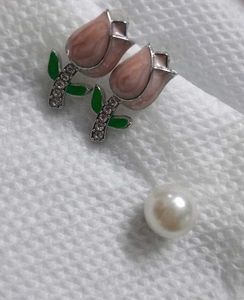 Elegant Dangle Earrings with Pearl &amp; Crystal