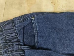 Women's Dark Blue Elastic Waist Denim Jeans
