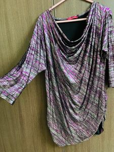 imported metallic silver pink black top for sale