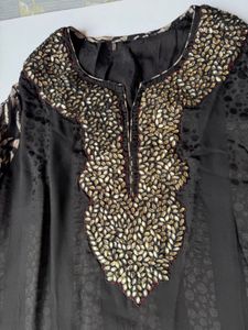 Designer Black Pure Georgette Party Kurta