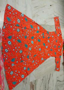 🧡Orange Floral Kurta