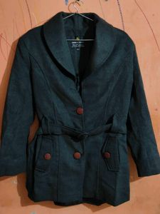 Women’s Black Woolen Coat with Belt