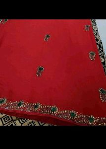 Red Embellished Saree