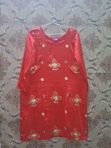 Beautiful Red Embroidered Kurta of 1
