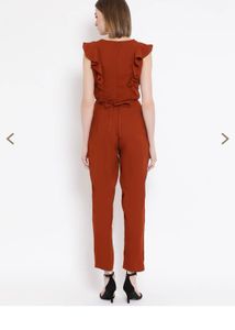 Chic Rust Ruffle Jumpsuit