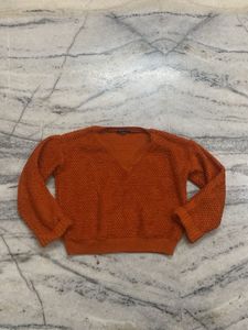 Cozy Orange V-Neck Sweater