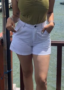 Stylish White Denim Shorts