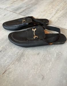Street style store Black Loafers with Back Strap