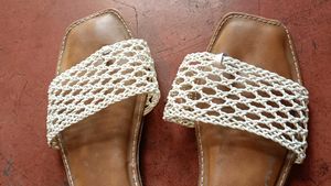 Women's White Crochet Flat Sandals