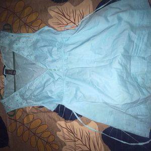 Light Blue Eyelet Detail Sleeveless Top