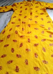 Yellow Printed Kurti