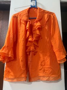 Orange Ruffled Blouse