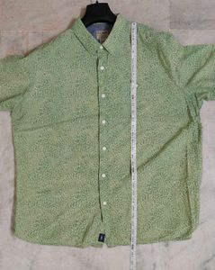 LLBean Men's Green Print Short Sleeve Shirt