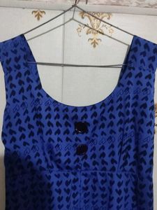 Blue Heart Print Sleeveless Dress