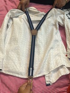 Boys White Shirt with Tie &amp; Suspenders