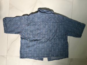 Boho Print denim Button-Up Shirt