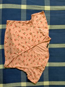 Dressberry V Neck Peach Crop Top