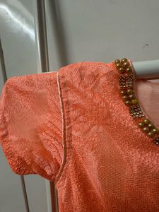 Elegant Peach Ethnic Gown