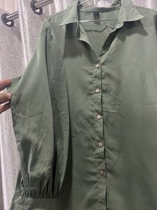 Chic Olive Green Button-Up Shirt