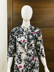 A White Doodled Short Kurti