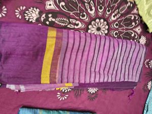 Vibrant Purple Striped Saree
