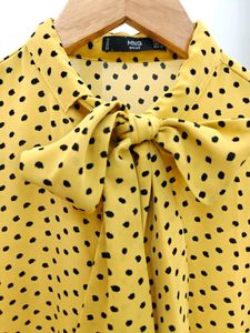 Mango Tie Up Collar Top