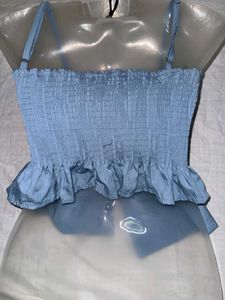 Cute Blue Bow Crop Top