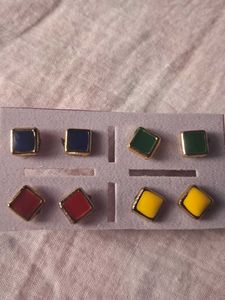 Colorful Square Stud Earrings Set