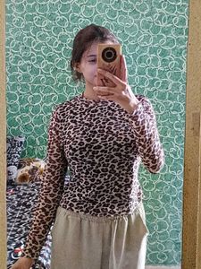 Leopard Print Sheer Top
