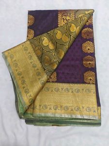Elegant Purple &amp; Gold Brocade Saree