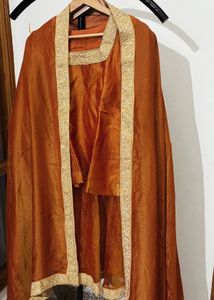 rust brown tissue silk zardozi  Lehenga Choli