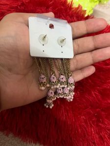 Pink Jhumka Earrings