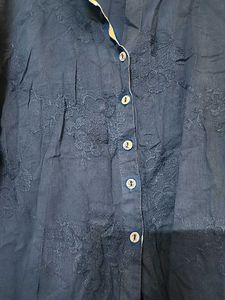 Navy Blue Front Slit Kurti