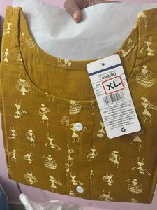 Stylish Mustard Kurta with Folk Art Print