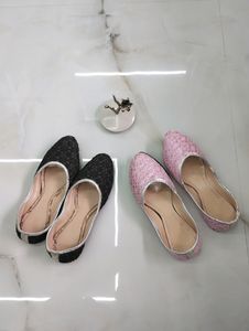 Black And Pink Bellies/Jutis (Combo Of 2)
