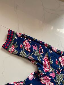 Blue Floral Print Kurta