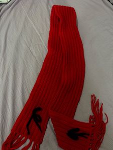 Red Knitted Scarf with Cute Design