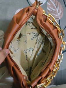 Chic Brown Ruched Handbag