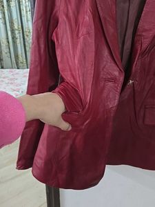 maroon Leather Blazer - bust 32