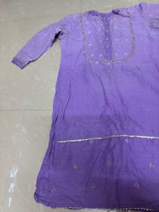Charming Lavender Hand-Embroidered Kurta