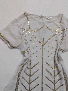 VINTAGE Gold Sequin Sheer Blouse –Y2k