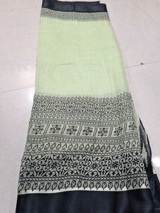 Elegant Pastel green Saree with Black Print