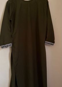 Elegant Dark Green Embroidered Kurta Dress