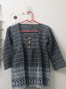 Black & White Embroidered Top