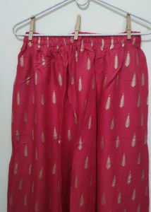 Red Palazzo pant leaf paisley floral Gold print