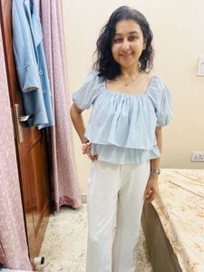 white pants and butterfly top 🧿🤍