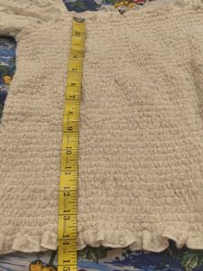 ONLY Cream Textured Smocked Top