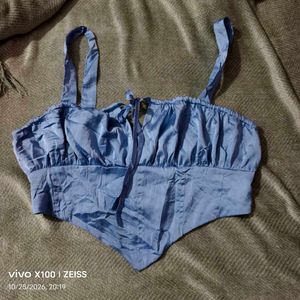 292510. Sky Blue Satin Corset Top