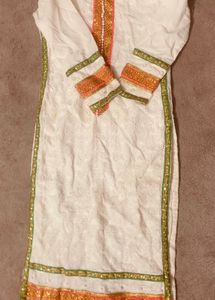 Beautiful White Kurta with Embellishments